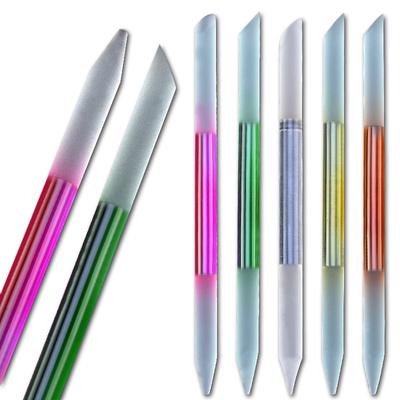 Lima per unghie in vetro a doppia testa 3 in 1 Bastone per manicure Spingipelle Rimozione della pelle morta Levigatura del bordo dell'unghia Strumento per pedicure manicure