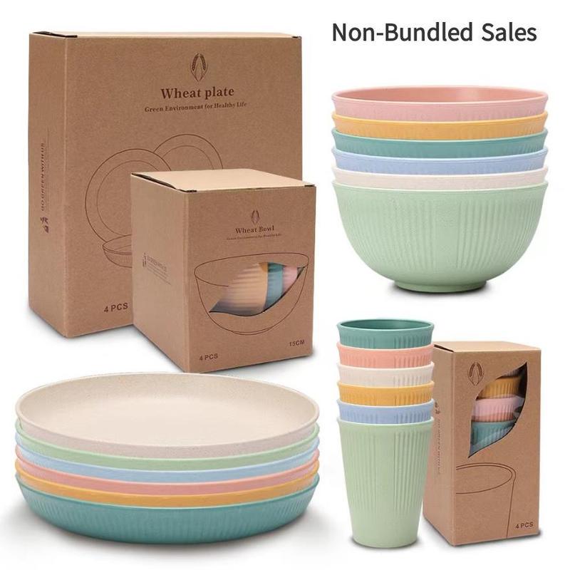 Wheat Straw Reusable Cutlery & Tableware Set: Dishwasher & Microwave Safe