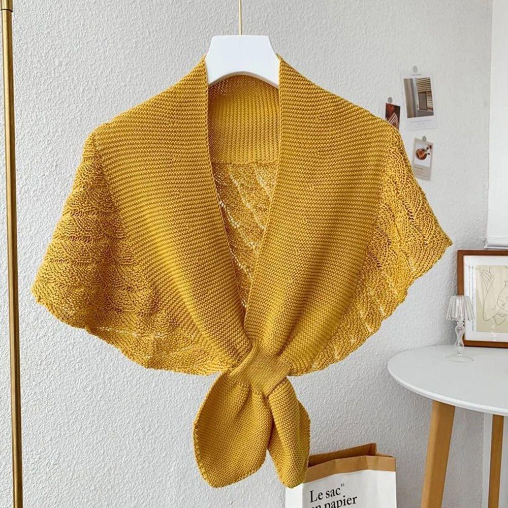 Knitted Cross Shawl Solid Color Fake Collar Cape Fashion Air-conditioning Outerwear  Summer