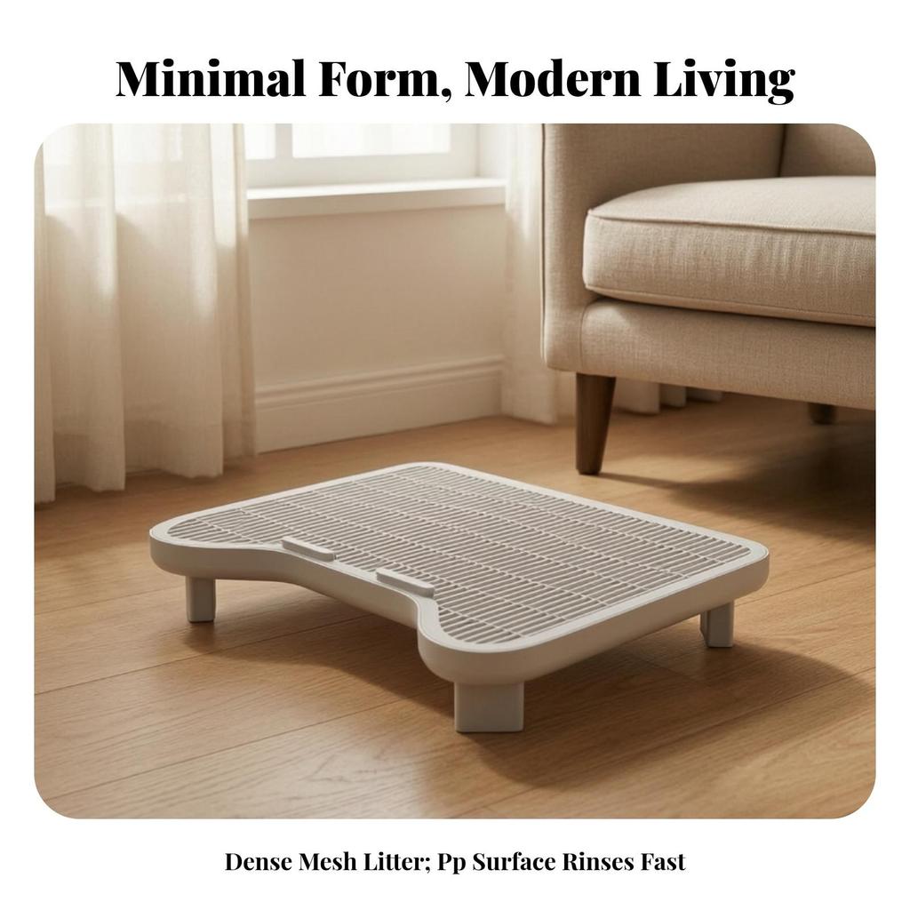 Cat Litter Tray with Grid Box Step Sand Control for Cats