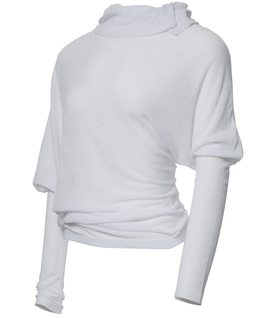 Peulleeoeob Sheer Asymmetrical Long Sleeve (Fl-175_White)