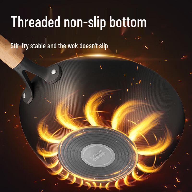 COOKER KING Wrought Iron Non-Stick Chinese Wok