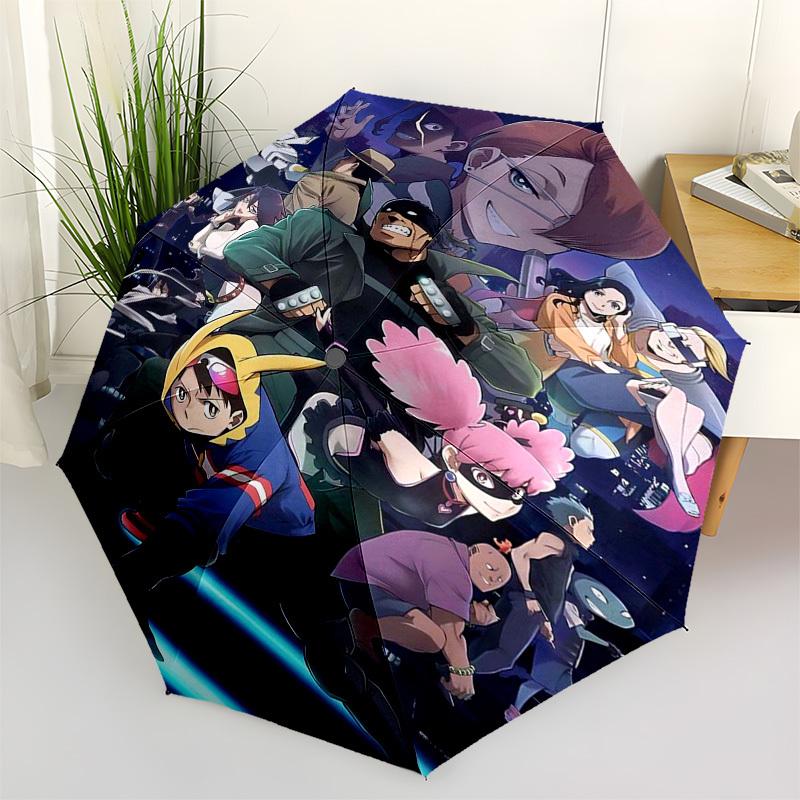 

1pc JoJo s Bizarre Adventure: Kakyoin Noriaki Automatic Folding Outdoor Umbrella - Portable 3-Fold Design with Iron Frame, Perfect for Fans, Trav