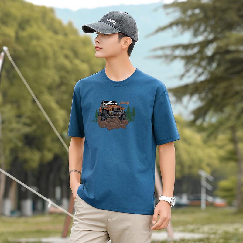 JEEP Men's 100% Cotton Casual Sports T-Shirt
