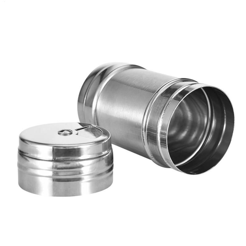 Stainless Steel Seasoning Jar Salt Sugar Shaker With Rotating Cover Condiment Spices Pepper Powder Bottle Container Kitchen Tool