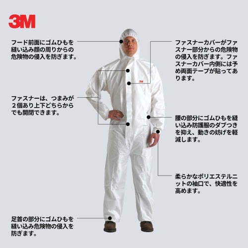 3M Chemical Protective Clothing 4520 L, Lightweight Breathable EN Standard Compliant (Type 5/6)