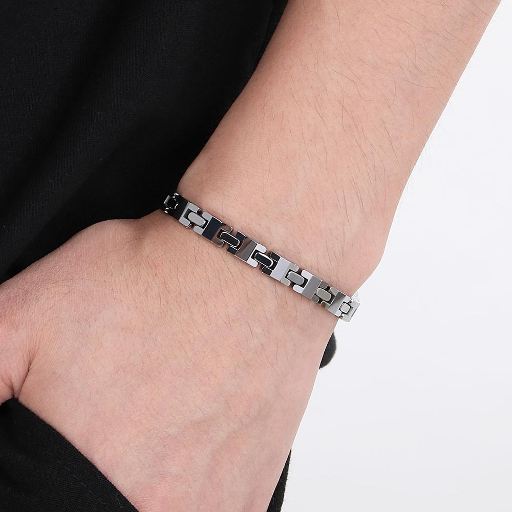 Pánské náramky z wolframové oceli, nikdy nepoškrábané, černo-stříbrné, barva 6 mm, šířka 6 mm, řetízkový náramek ve stylu H pro muže a ženy, velkoobchod