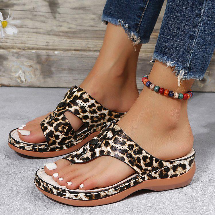 2023 Women's Plus Size European and American Style Toe-Separating Wedge Heel Sandals and Slippers
