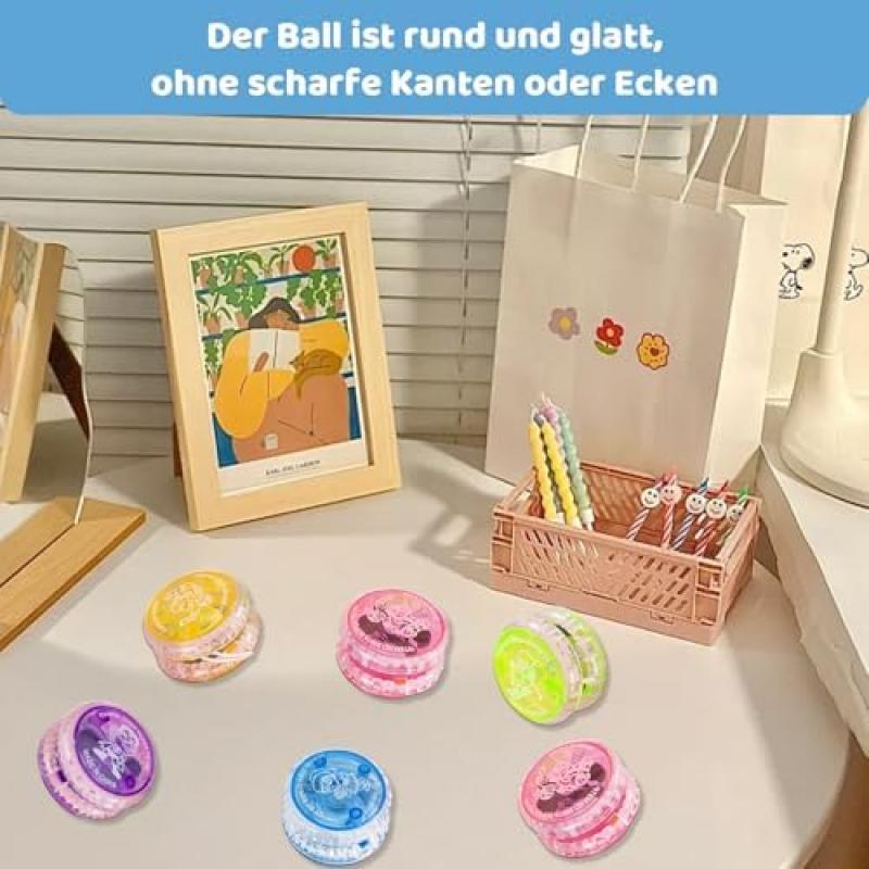 Responsive Yo-Yo 6-Piece Set Children's Yo-Yo with Static Function and Ball Bearings Suitable for Children 3 Years and Up Diameter: 6 Cm