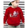 European Sizes Kids'  Stylish Fleece Round Neck Sweatshirt Featuring a Christmas Theme with Santa Delivering Gifts On a Sleigh, Loose Fit