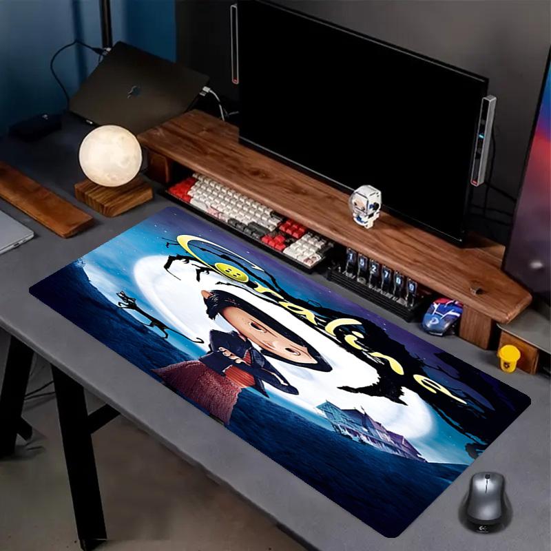 Coraline Print Mouse Pad, Anti‑Slip Desktop keyboard Mat, for PC Laptop Gaming Working Daily Use, Cool Festival Surprise Gift