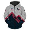 Europäischer und amerikanischer Herren- und Damen-Pullover mit Digitaldruck NFL-Fußball durchgehender Reißverschluss Kapuzenpullover, Strickjacke
