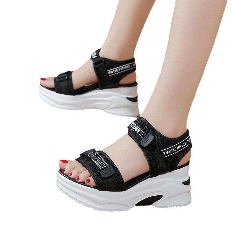 2025 summer new one-word Velcro waterproof table non-slip fashionable versatile sandals women platform sandals women