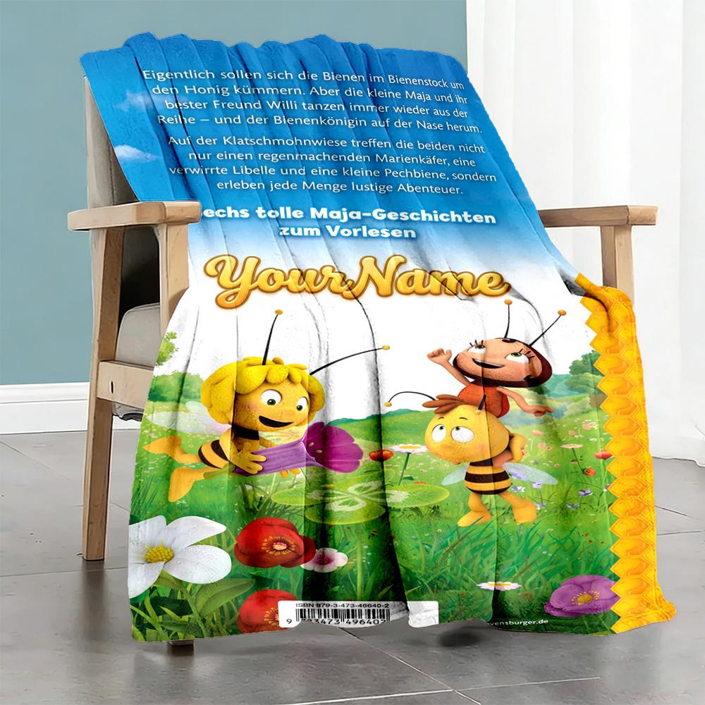 Biene Maja Personalized Name Blanket Gift Customizable Blanket Soft & Cozy Perfect for Nap Chair Office Bedding for All Occasions