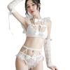 Sexy lingerie sexy three-point lace wedding dress set bow bridal dress mood uniform seduction