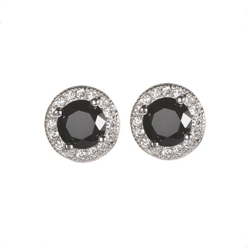 Trendige 925er Sterling Silber Nadelohrringe für Herren Schmuck Charmante Kristall Schwarze Ohrringe Männliche Piercing Accessoires
