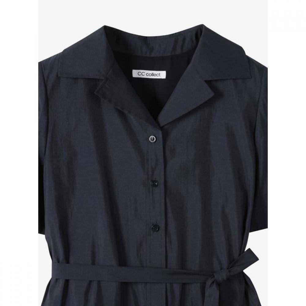 Cc Collect Open Collar Shirring Flare Dress C252mse133