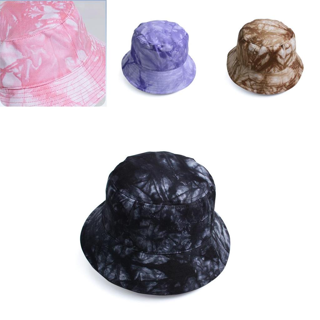 Cotton Summer Tie Dyeing Fisherman Hat With Wide Brim Sun Protection For Outdoor Activities