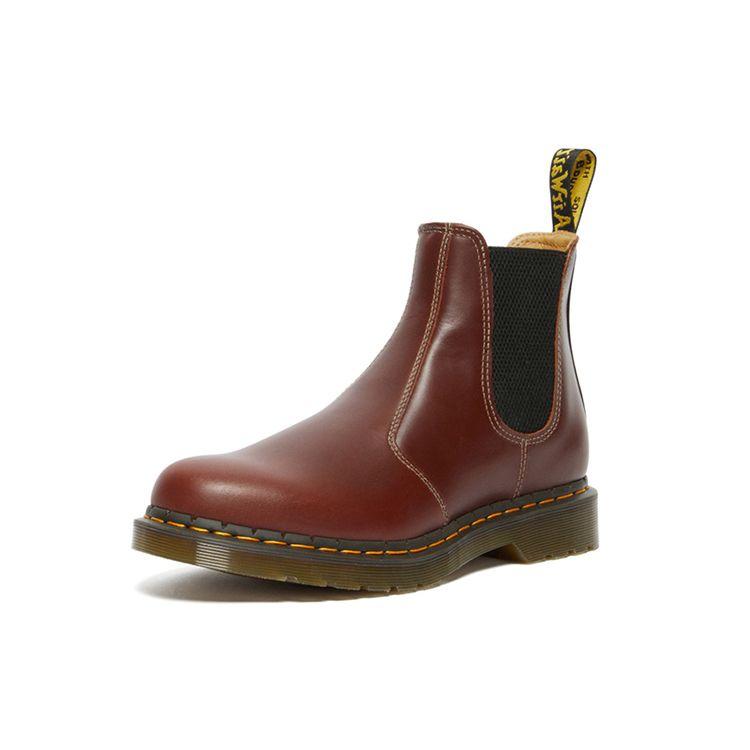 Dr. Martens Leather Round Toe Pull-On Short Chelsea Boots Men Boots Brown 27547201
