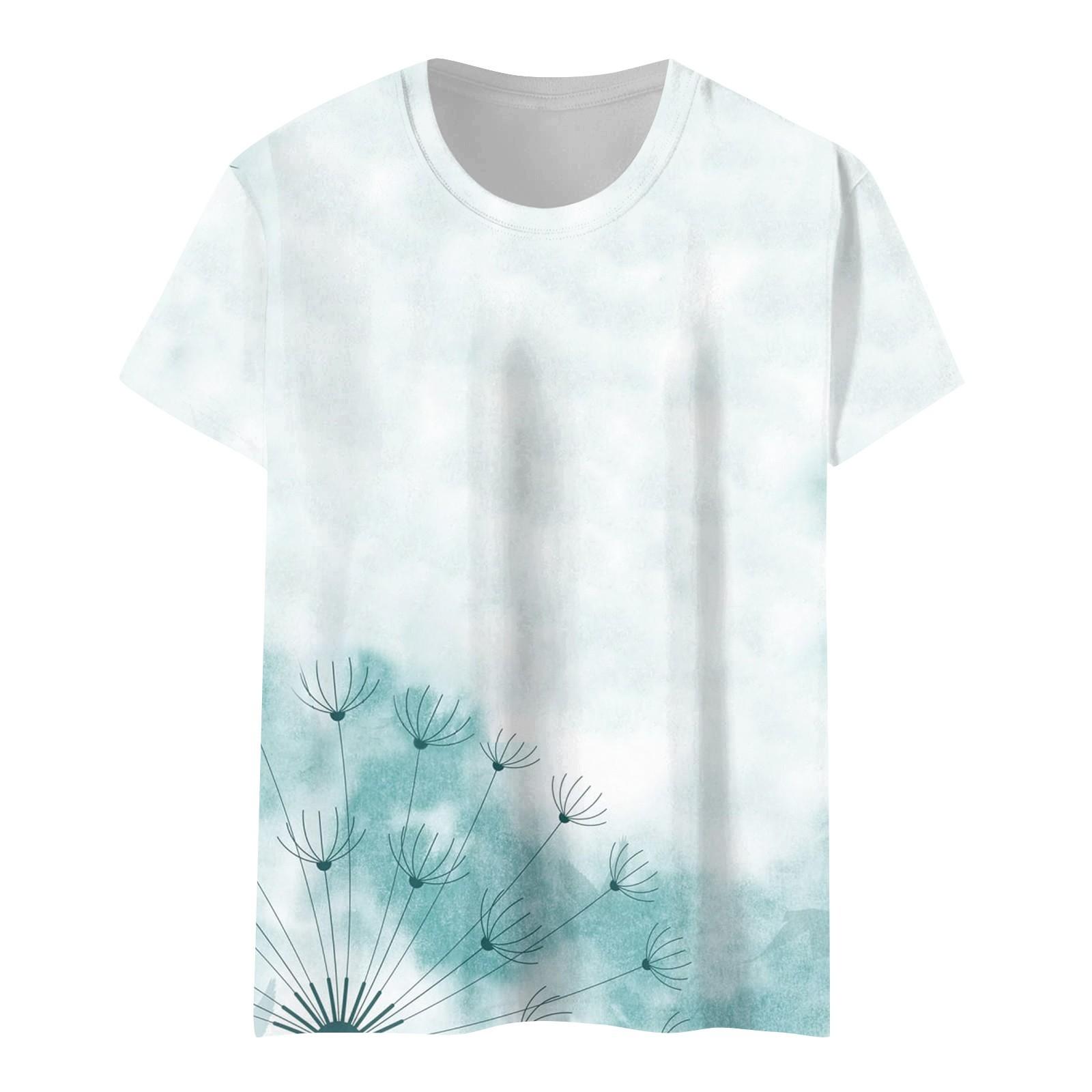 

Женская мода, повседневная темпераментная свободная футболка с круглым вырезом и коротким рукавом с принтом, топ L