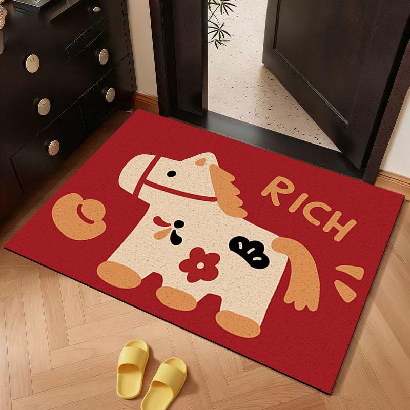 Chinese New Year Door Mat Chinese New Year Decorations 2026 Entrance Doormat Non-Slip Spring Festival Floor Mat