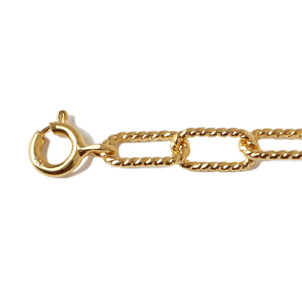 Mezmic Stone Collection Yellow Gold Rectangular Chain 925 Sterling Silver Bracelet
