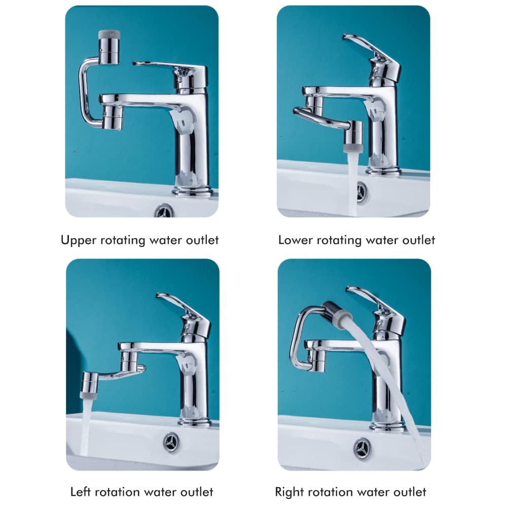 Excras Faucet Kitchen Shower Faucet Kitchen Faucet Tip Part Extender, 1080° Rotation, 2-Type Switching, Sprayer/Aerator, Water-Saving Nozzle, Head,