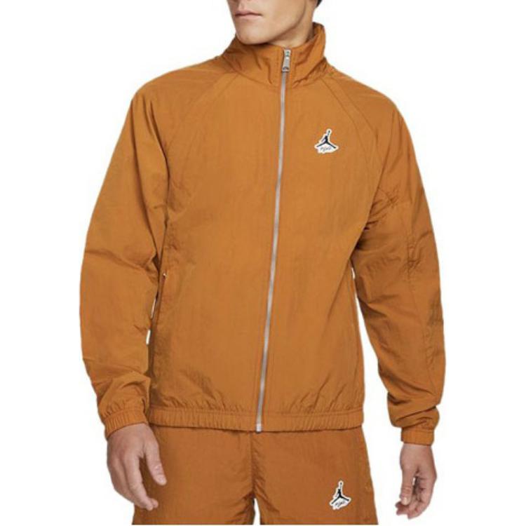 Jordan Jackets Men's Brown Yellow Stand Collar Moderate Other DH9038-241