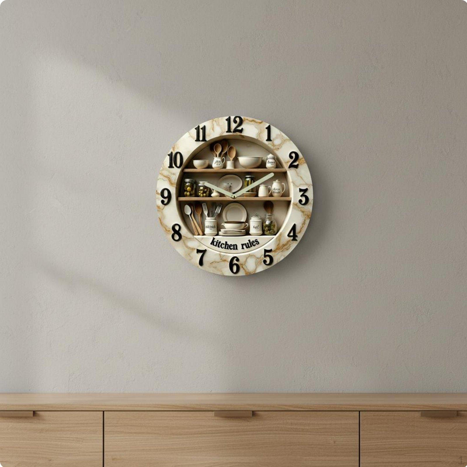 Kitchen Spice Wall Clock Nordic Design NonTicking House Decoration for Home