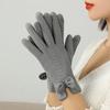 Women Winter Keep Warm Touch Screen Thin Section Bow Elegant Gloves Plus Velvet Inside Windproof Outdoor Cycling Female Gloves