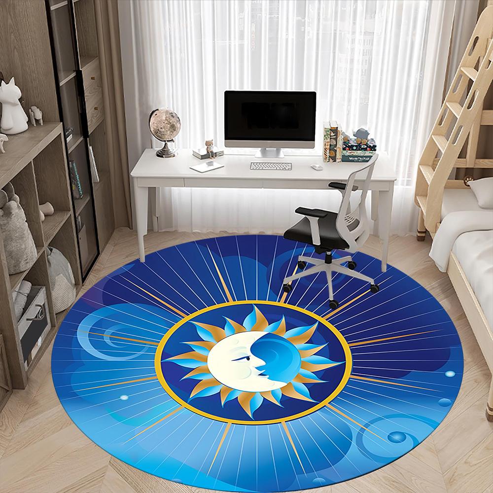 1pc Sun Moon Design Chair Carpet for Office  Machine Washable Rug for Office,  Good Gift for Family or Friends yy251225195