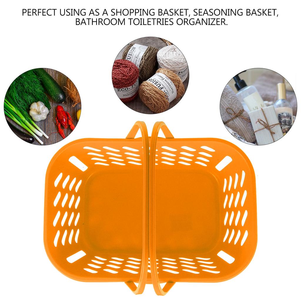 Cesto da Shopping in Plastica con Manici Doppi Ispessiti Cesto portaoggetti di Grande Capacità Organizzatore Portatile per la Spesa Fornitura per Supermercato