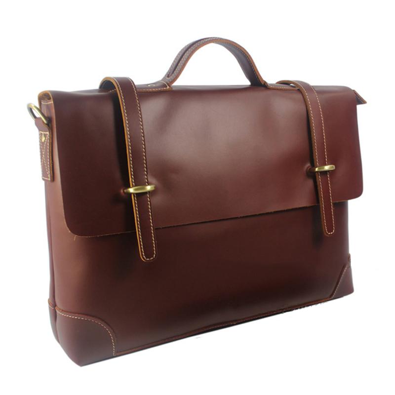 Glatte Vollnarbenleder Herren Aktentasche für Business Luxuriöse Bürotasche Laptoptasche Messenger Arbeitstasche