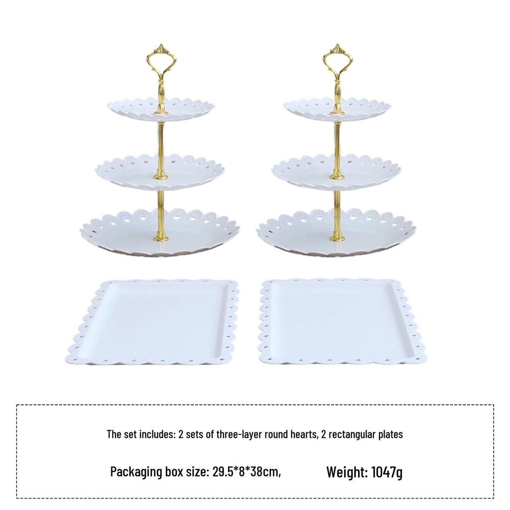 European Three-Tier Dessert Stand: Elegant Fruit Plate and Cake Display for Afternoon Tea
