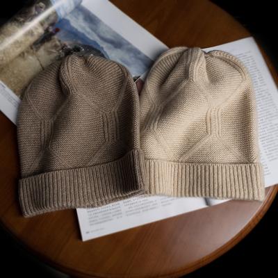 Cashmere Autumn and Winter New Style Women's High End Knitted Warm Solid Color Jacquard Ear Protection Hat Knitted Casual Baotou Hat