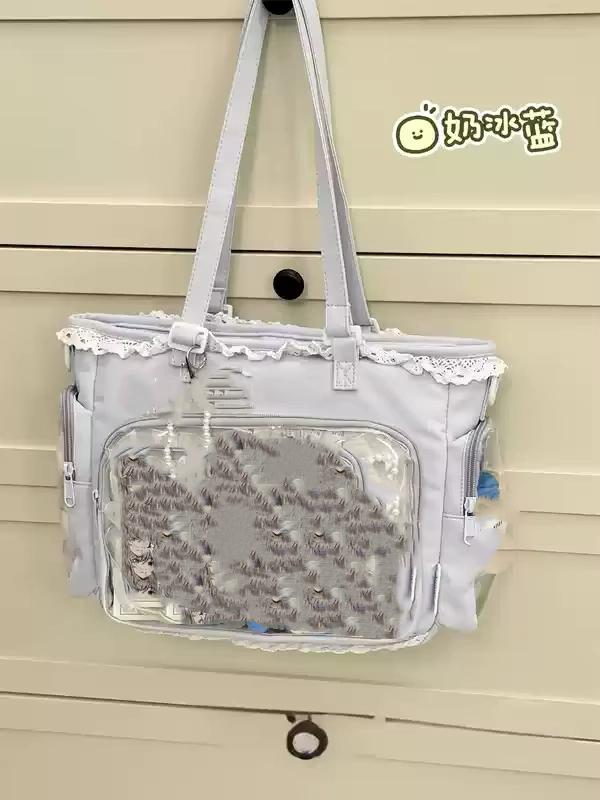 MARKET-1 Ballet Meisje Grote Eetlust Itabag Japanse Twee-Dimensionale Enkele Schouder Crossbody Tas Cadeau Voor Vrienden Dames Handtas gray