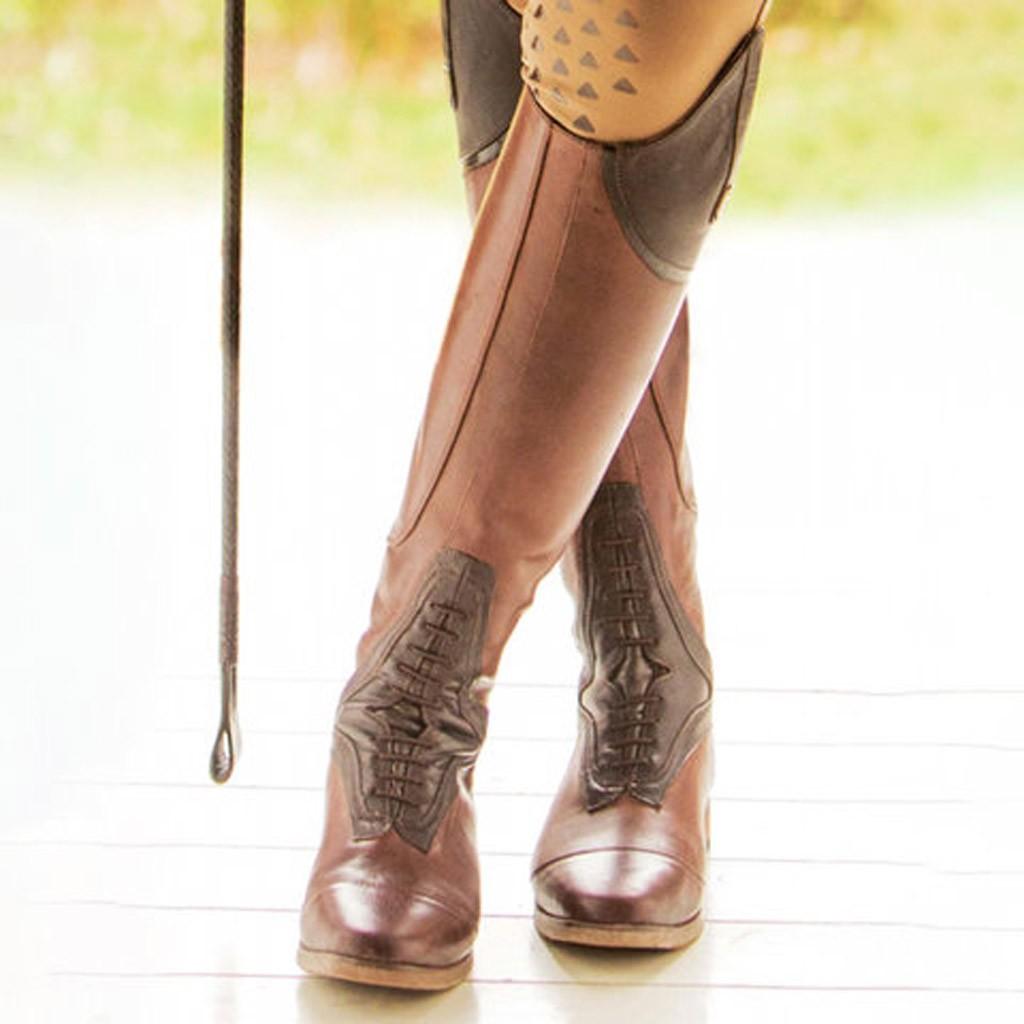 Sagit Mode Femmes Bout Rond À ​​Talons Bas Fermeture Éclair Dames Chaussures Western Tube Haut Bottes