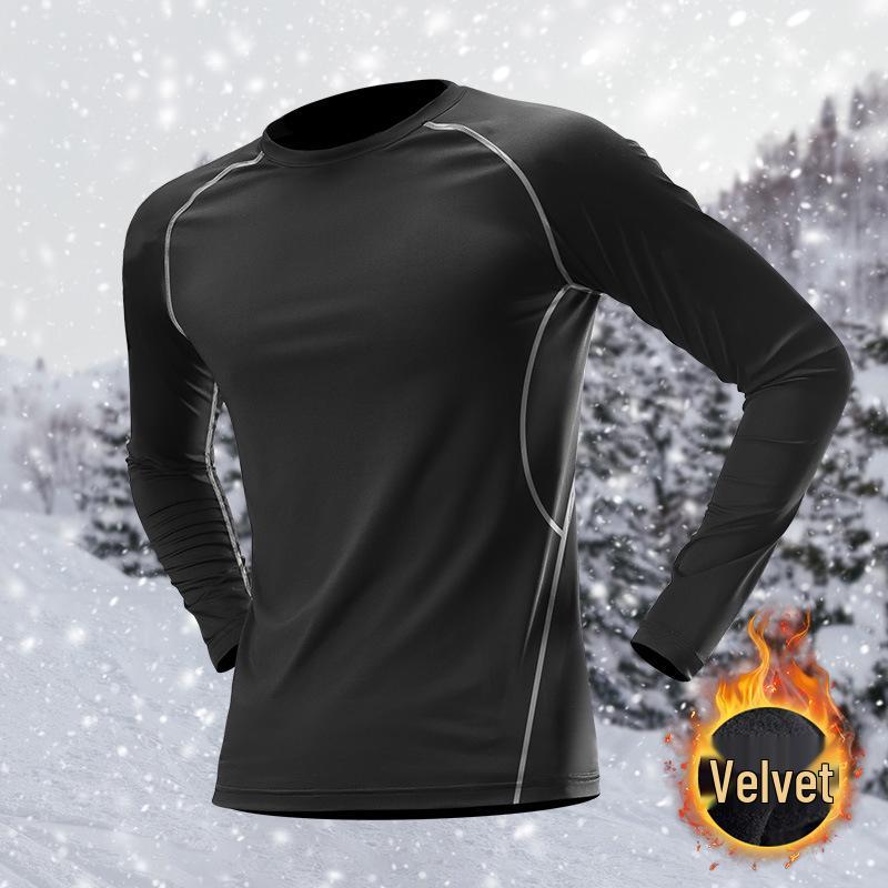 Men s Winter Fleece-Lined Quick-Dry Long Sleeve Base Layer for Running & Fitness M (80-100 jin)