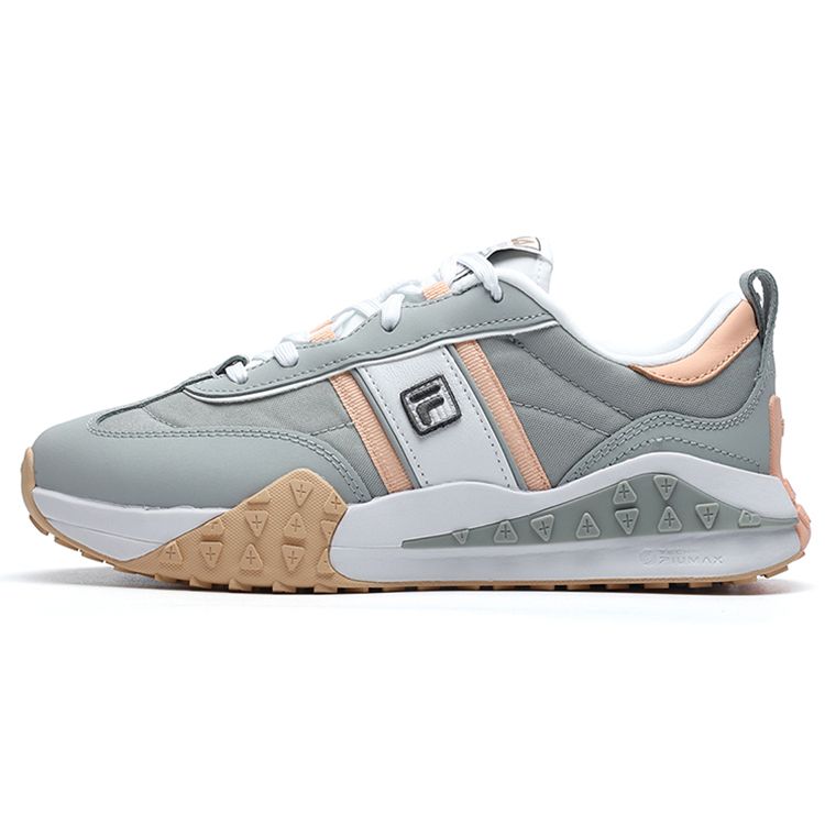 FILA Brick Fabric Synthetic Leather Two-Layer Cowhide Comfortable Versatile Low-Top Casual Shoes Women sneaker Gray White F12W211119FHW