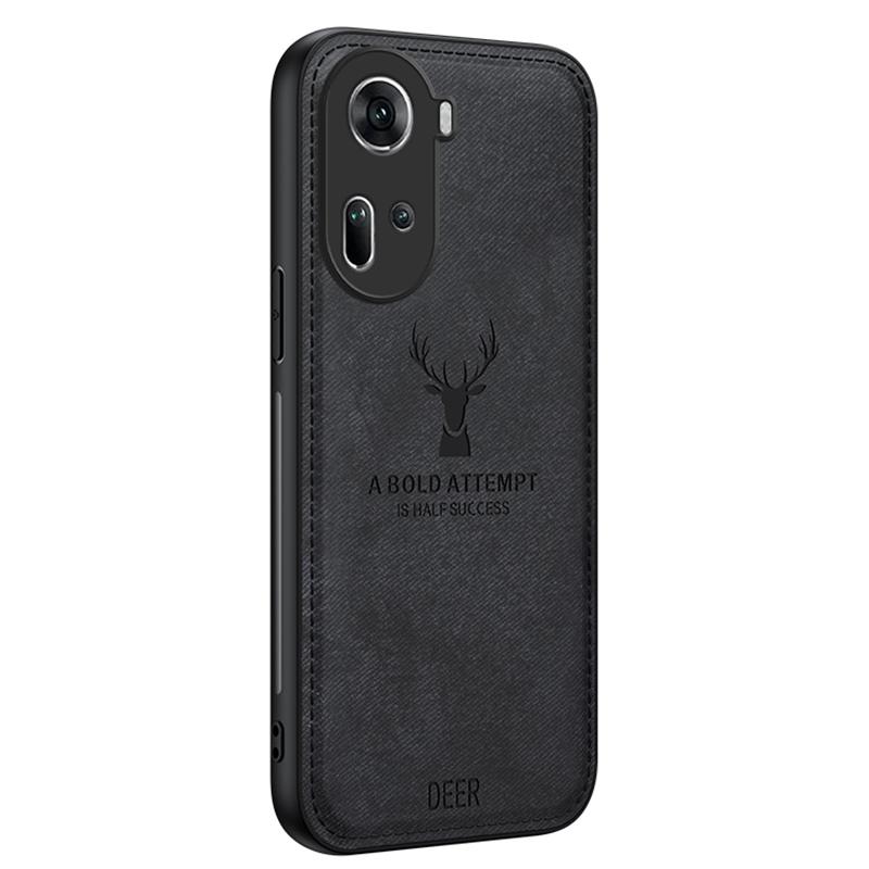 

For Oppo Reno11 5G (Global) Case Deer Pattern PU+PC+TPU Anti-Drop Phone Case Black