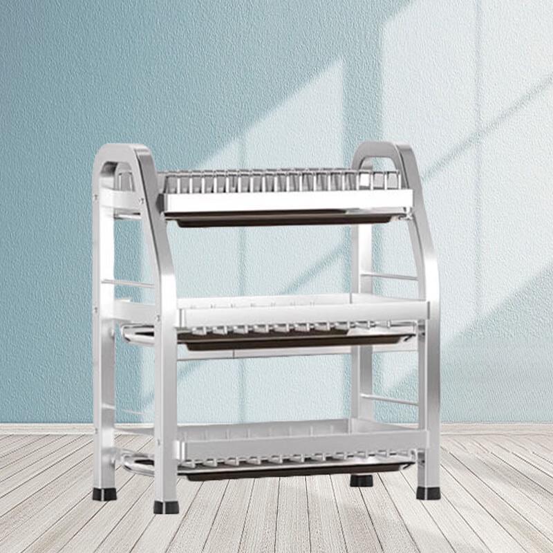 Modern 3-Tier Aluminum Dish Drying & Storage Rack