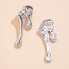 Design Sense Lava Geometric Stud Earrings Women's Liquid Metal Feng Shui Drop Earrings Simple Earrings Jewelry