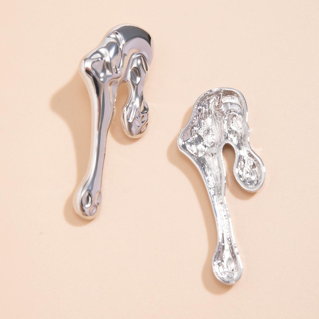 Design Sense Lava Geometric Stud Earrings Women's Liquid Metal Feng Shui Drop Earrings Simple Earrings Jewelry