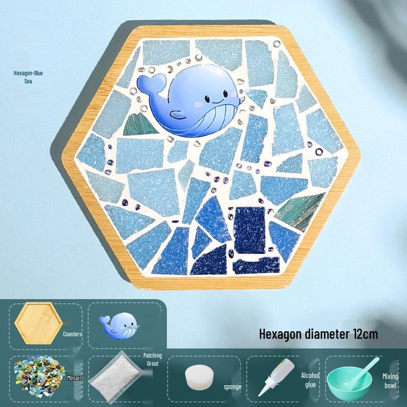 DIY Large Mosaic Coaster Kit: Creative Glass Sticker Pack for Adults & Kids