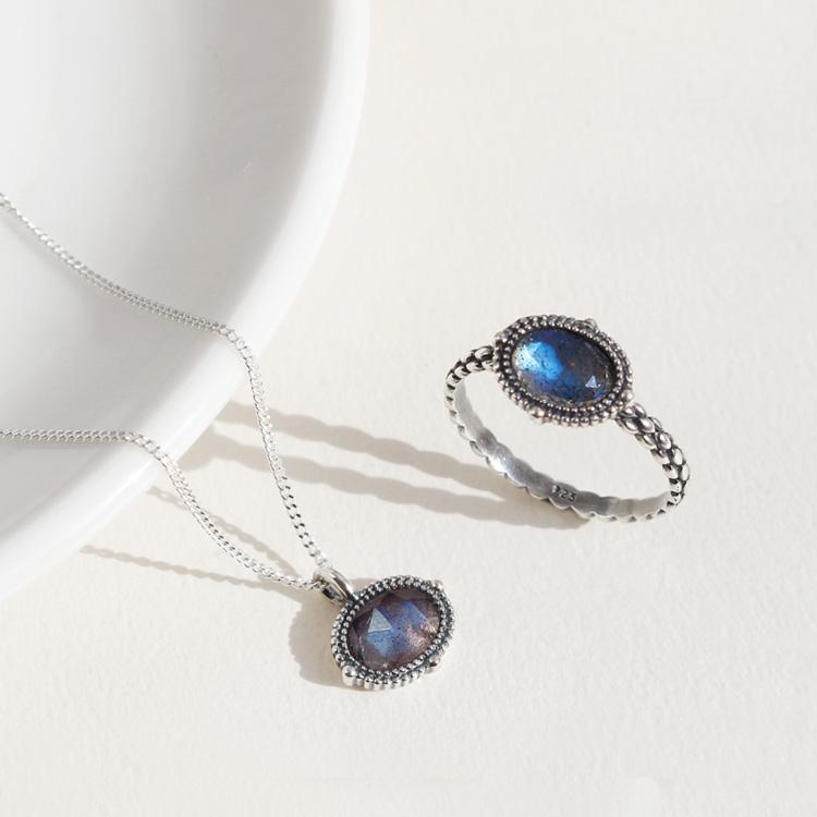 47Bag 925 Silver Antique Gemstone Necklace Bianca