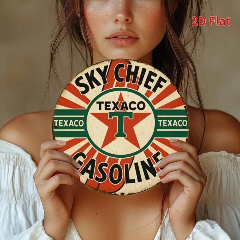 Vintage Texaco Sky Chief Gasoline Metal Wall Sign Retro Cafe Home Decor