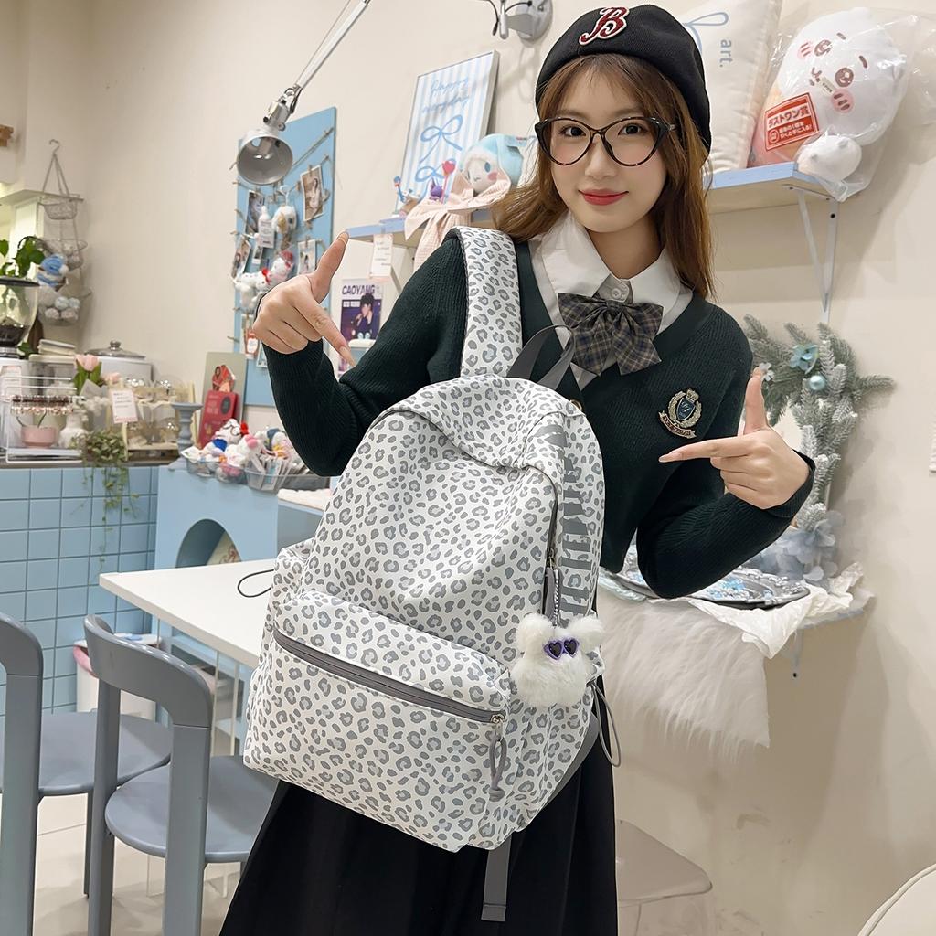 Schoolbag Korean ins Lazy Wind Leopard Print Personality Spice Girl Travel Small Backpack High Value College Student Class Backpack Female