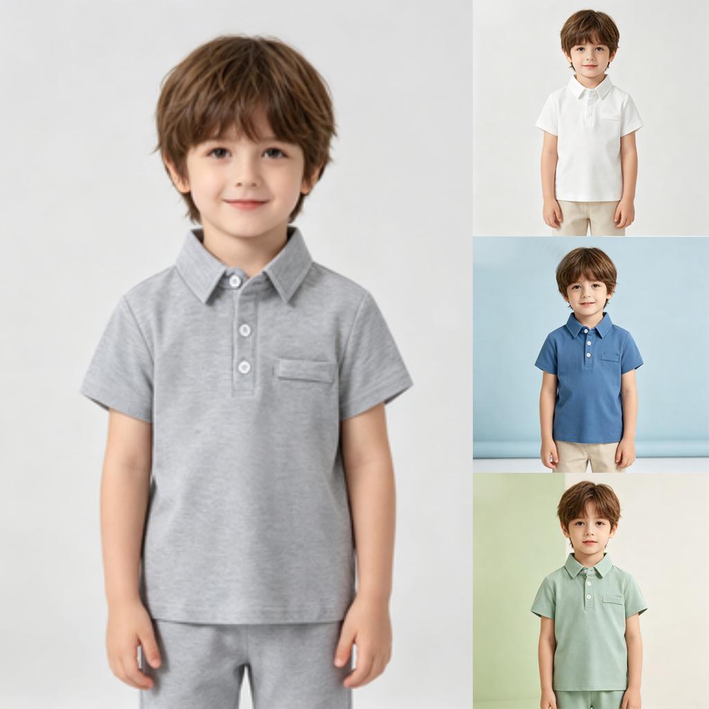 Boys' Cotton Short Sleeve T-Shirt Korean Versatile Top for Toddlers