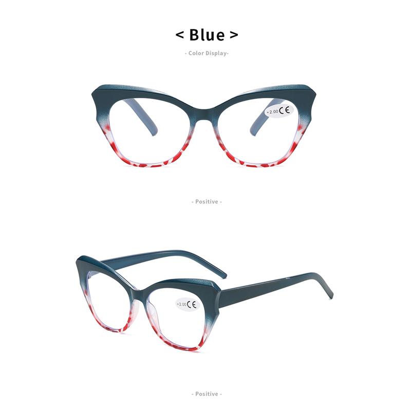 Cat Eye Reading Glasses for Women Fashionable Trendy Prescription Eyewear Anti Blue Light hyperopia Correction Eyeglass +1+1.5+2