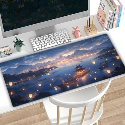 Extra Large Gaming Mouse Pad Night Sky  Small Boat Pattern NonSlip Rubber Base Waterproof Desk Mat for Office and Gaming